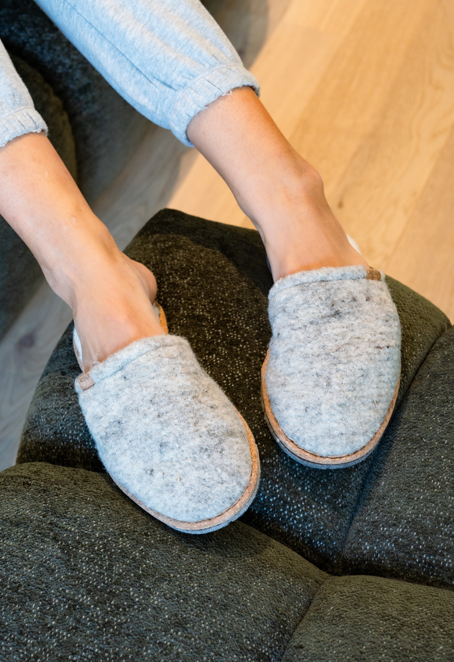 Chaussons en laine recyclée | rose "simone cendré"