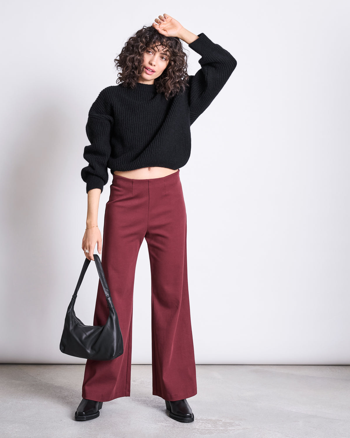 Pantalon ample en coton bio | bordeaux "kohra - intense rust"