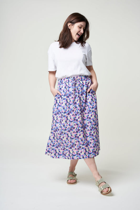 Jupe longue fleurie en tencel - elodiaa multi floral light lime