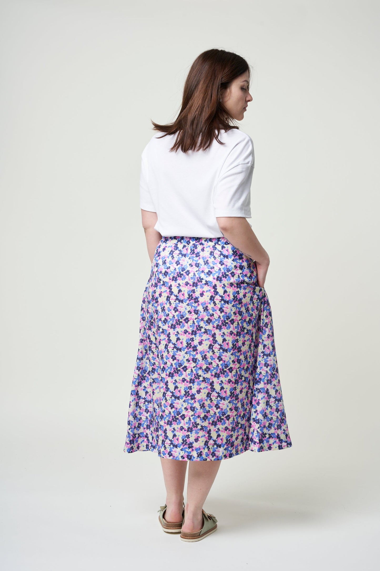 Jupe longue fleurie en tencel - elodiaa multi floral light lime