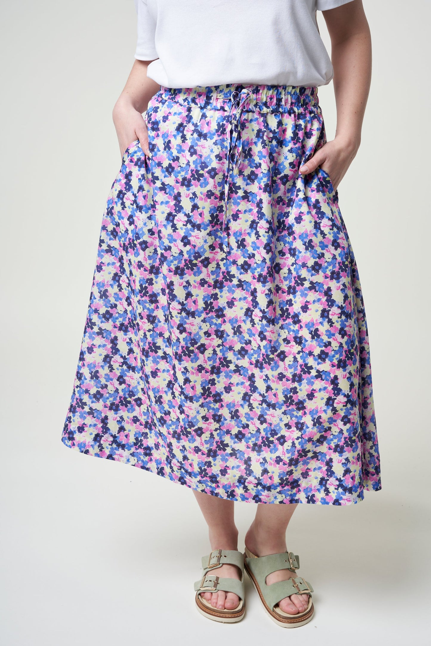 Jupe longue fleurie en tencel - elodiaa multi floral light lime