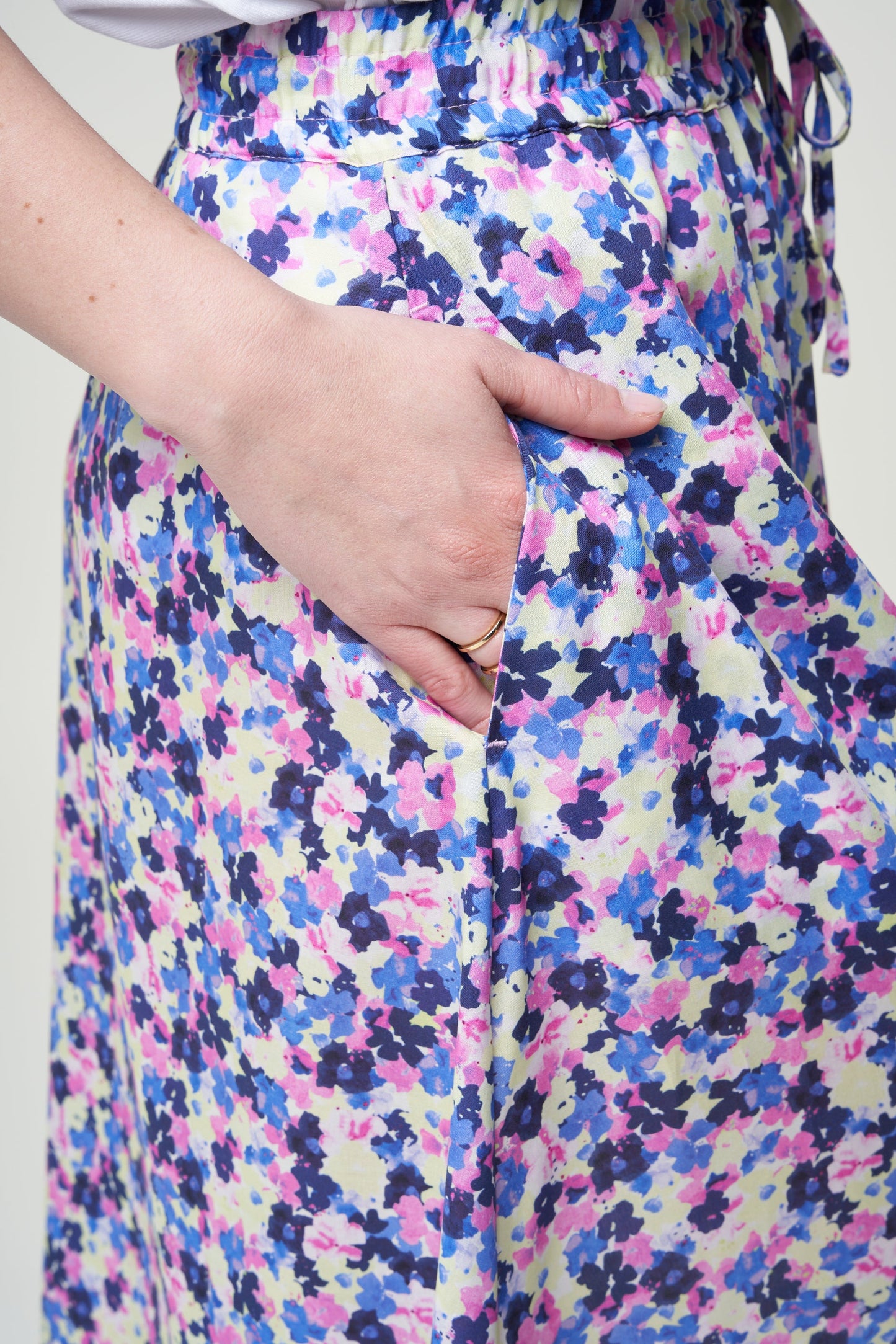 Jupe longue fleurie en tencel - elodiaa multi floral light lime