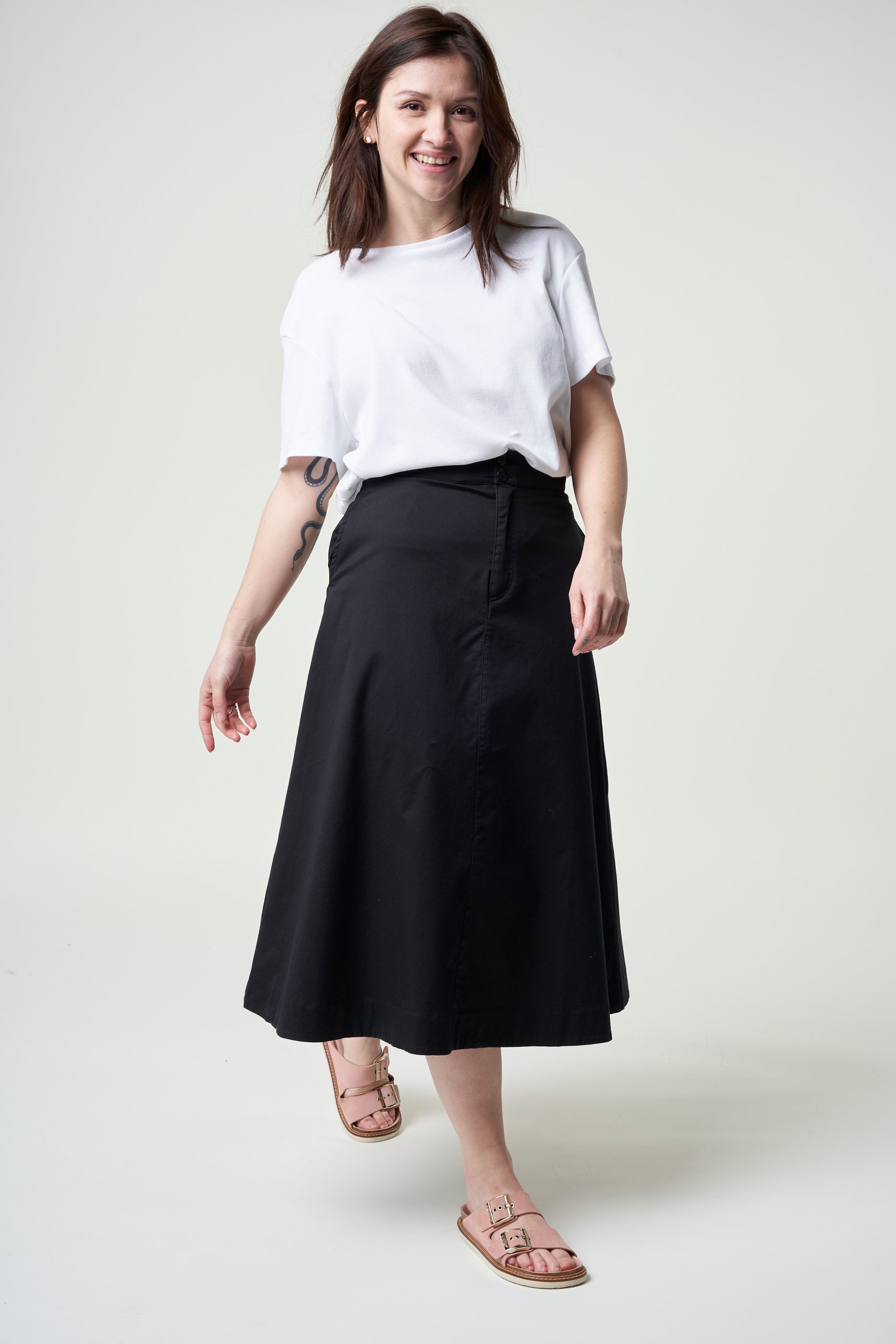 Jupe longue noire en coton bio - keanaa black
