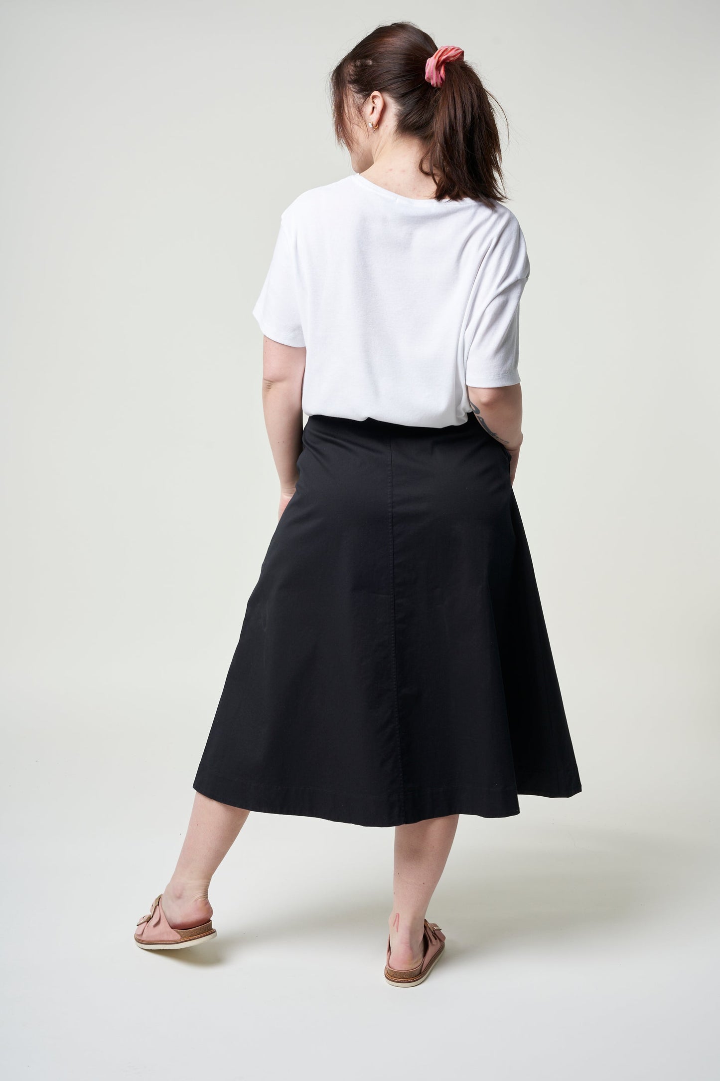 Jupe longue noire en coton bio - keanaa black