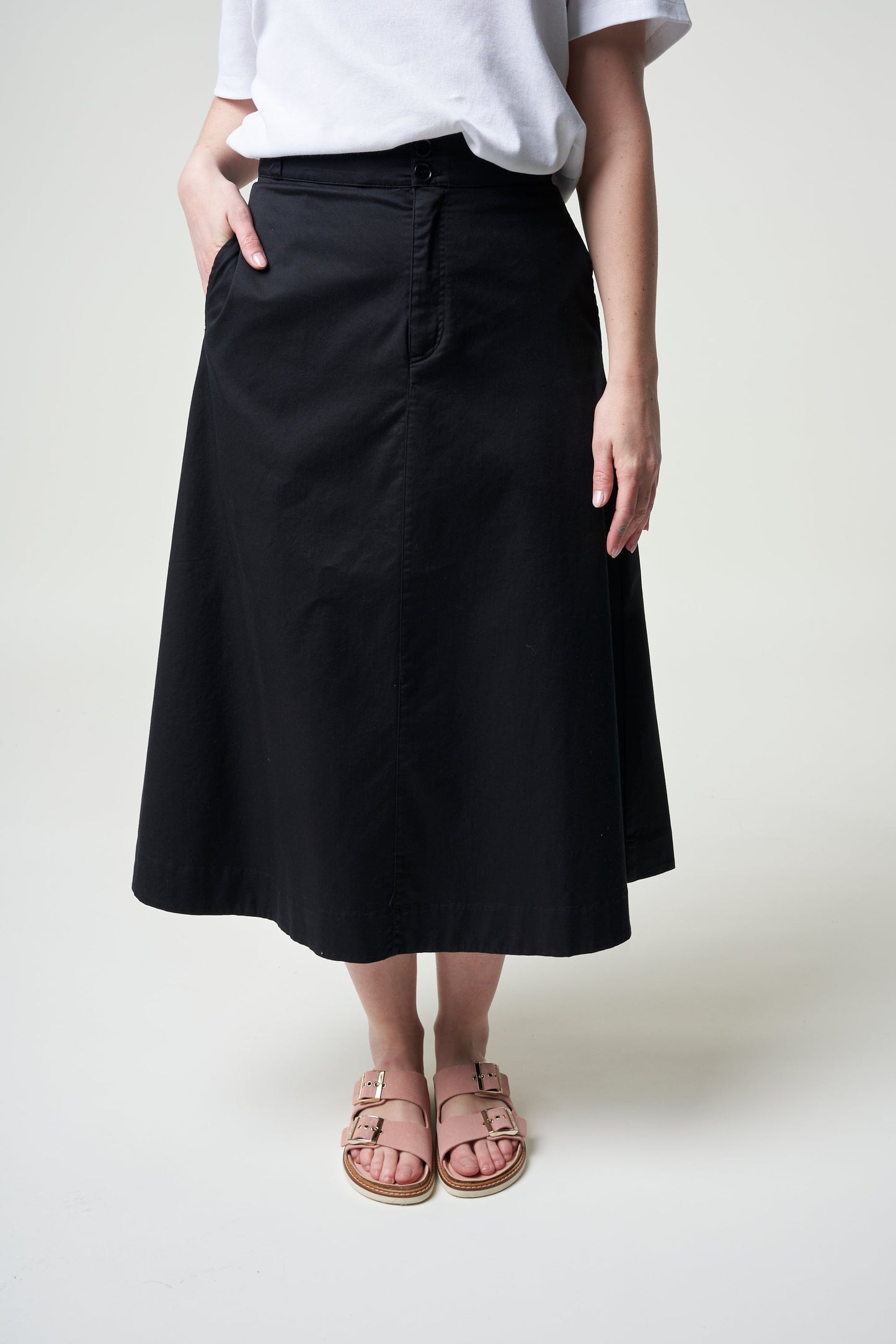 Jupe longue noire en coton bio - keanaa black