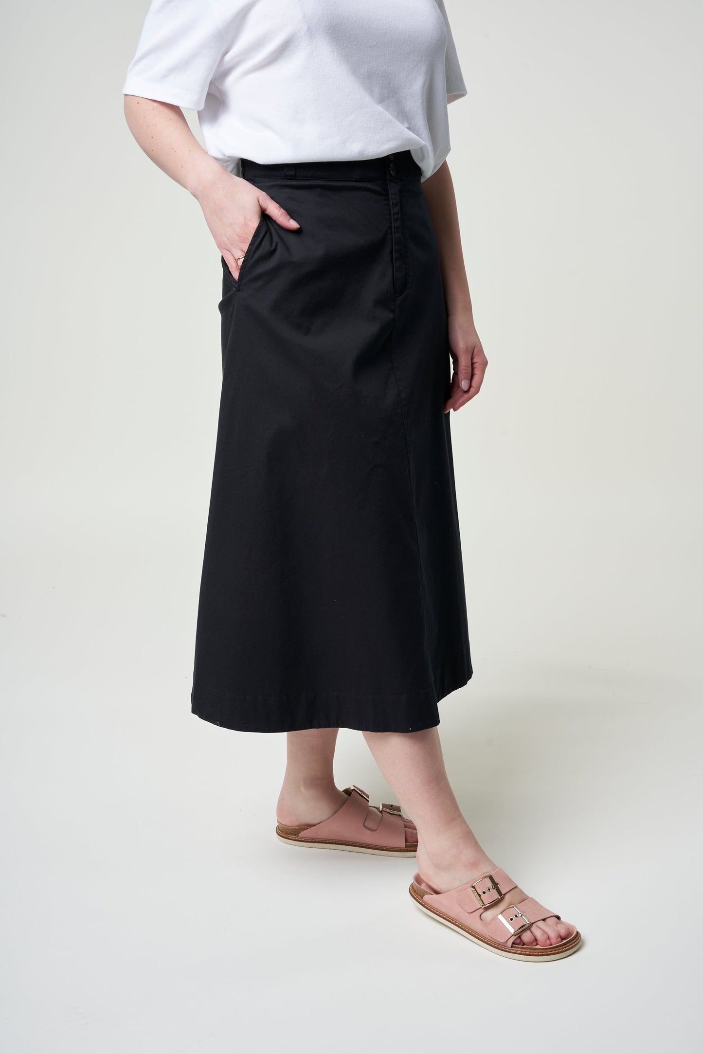 Jupe longue noire en coton bio - keanaa black