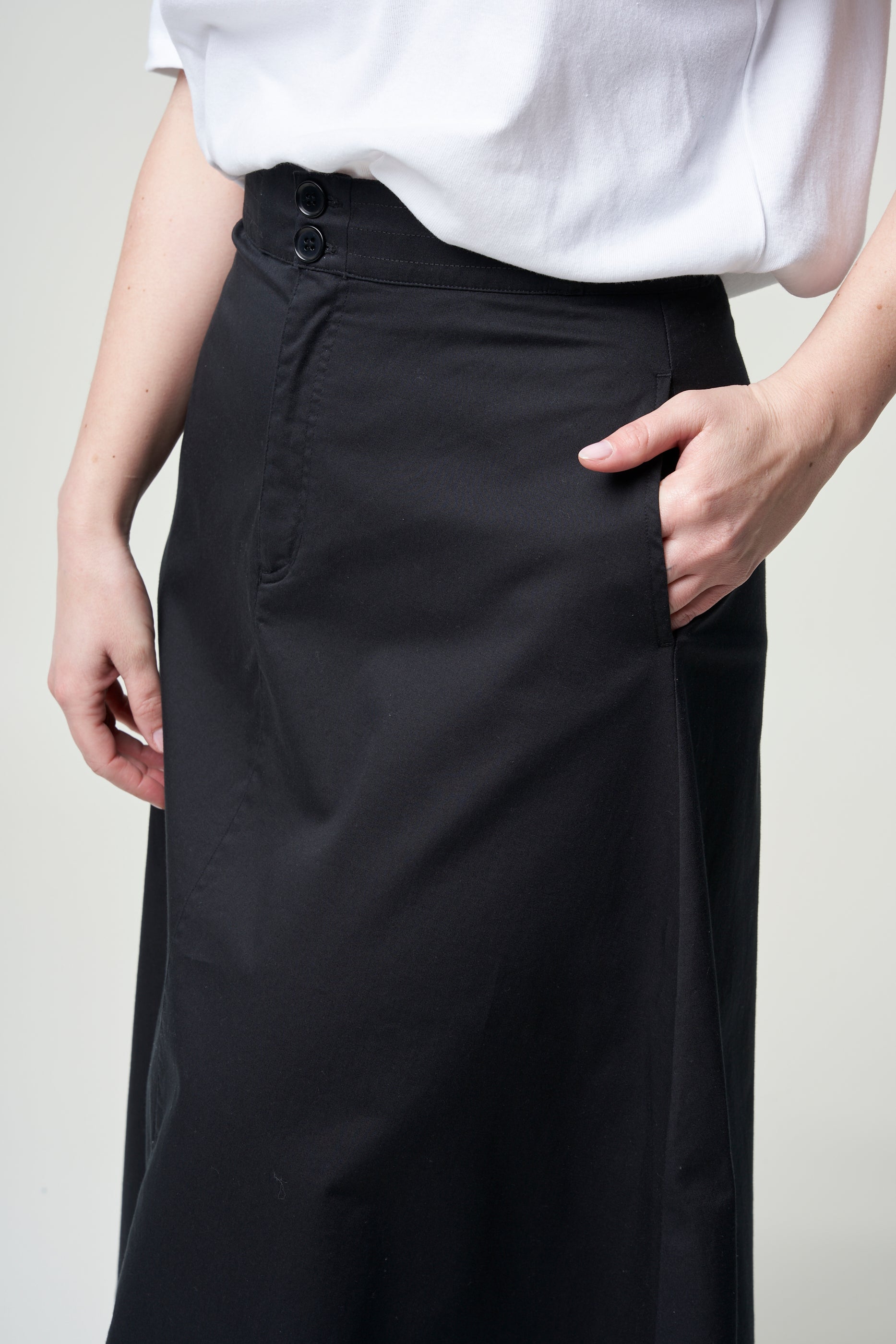 Jupe longue noire en coton bio - keanaa black