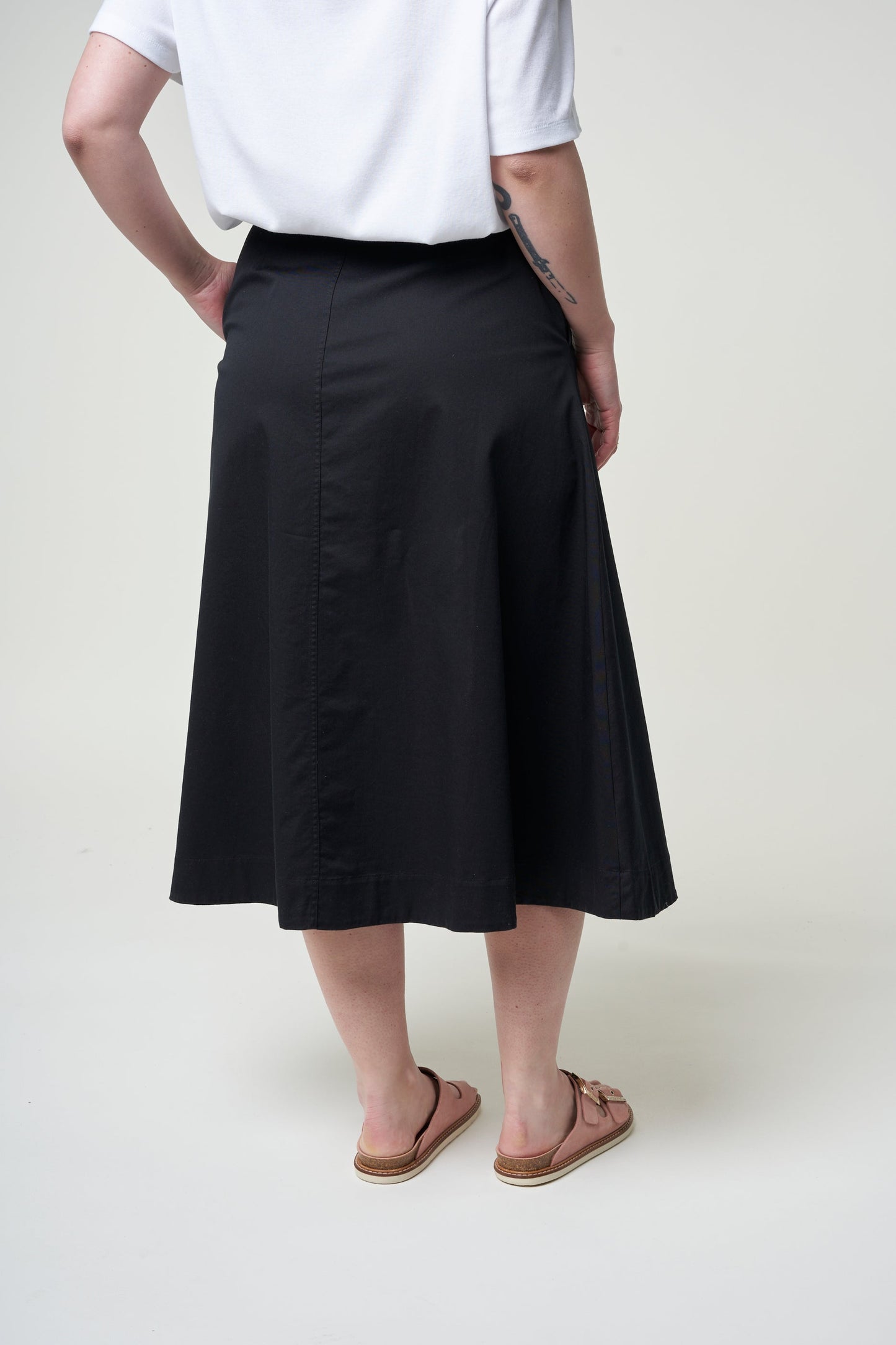 Jupe longue noire en coton bio - keanaa black