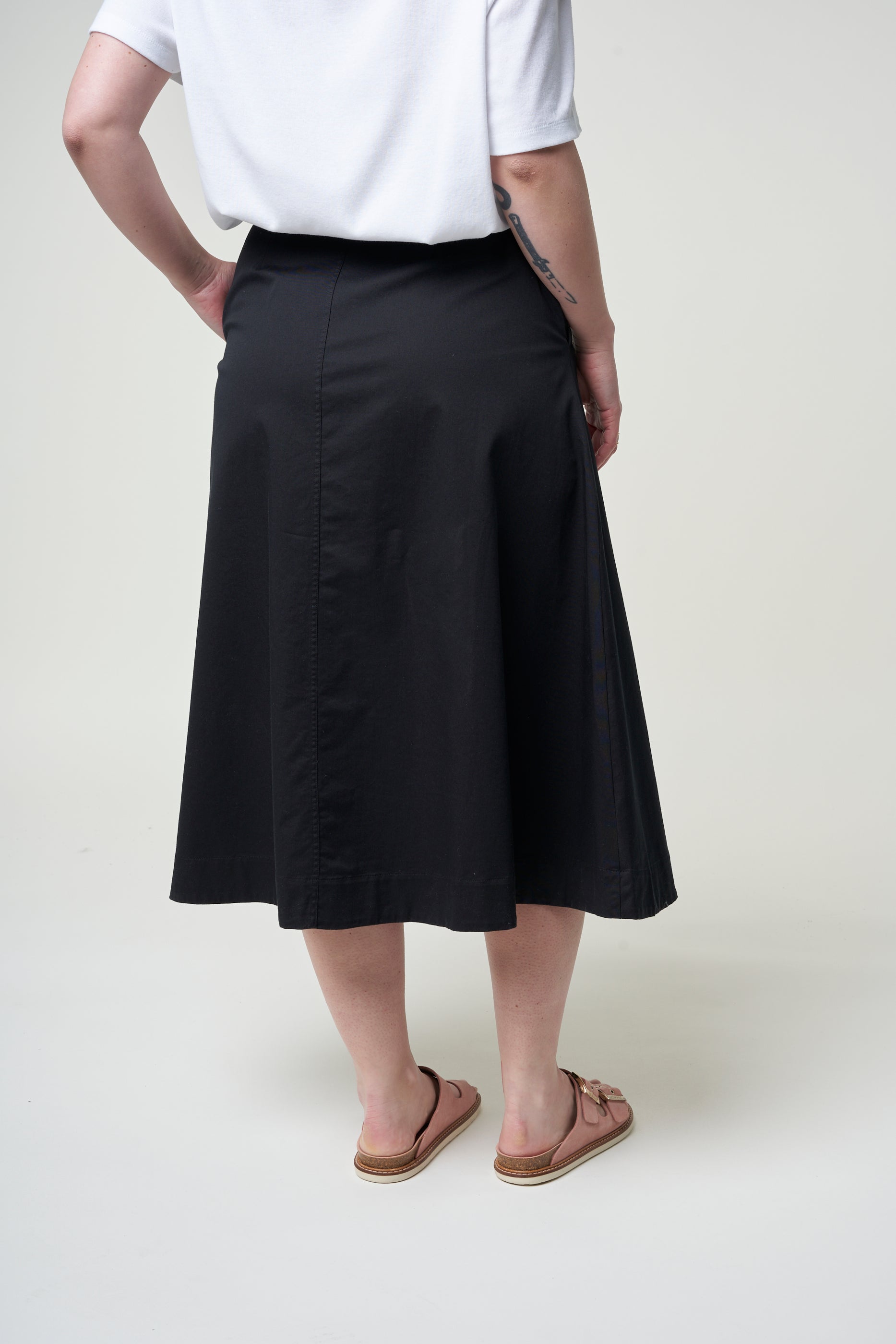 Jupe longue noire en coton bio - keanaa black