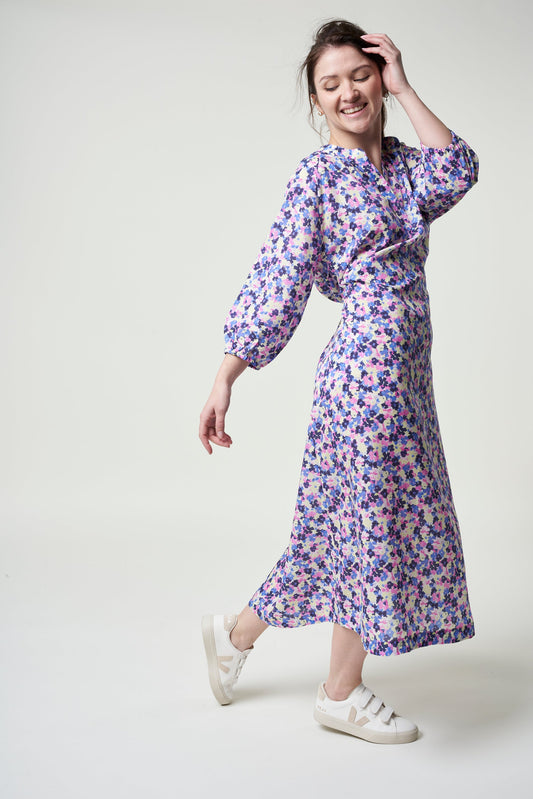 Robe longue fleurie en tencel - madithaa multi floral light lime