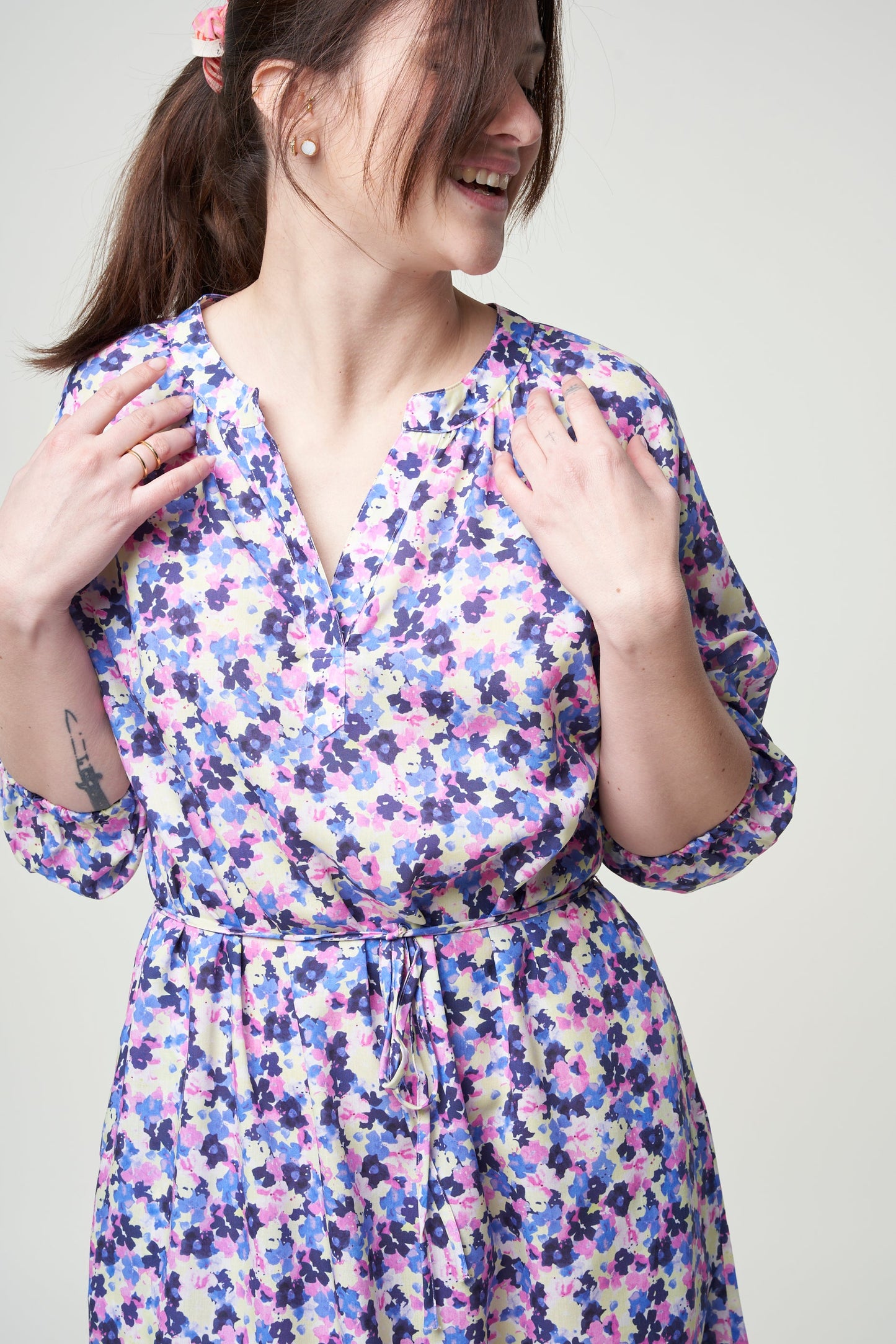 Robe longue fleurie en tencel - madithaa multi floral light lime