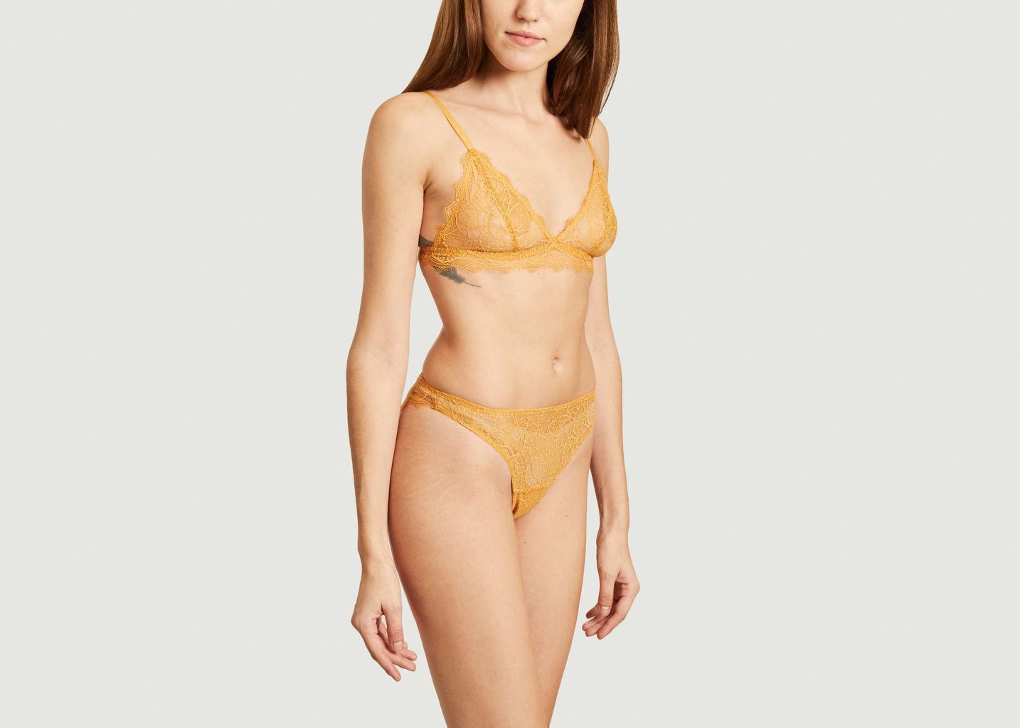 Culotte jaune en dentelle recyclé - Mia