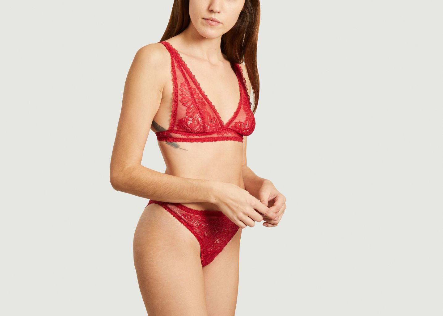 Soutien gorge framboise en dentelle recyclée - Ava