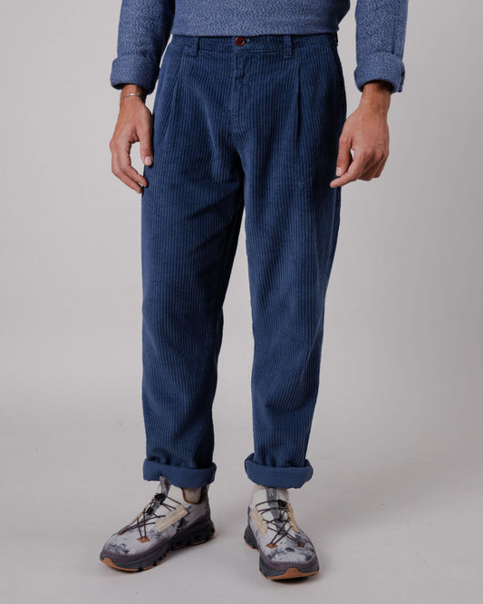 Pantalon droit en velours de coton bio | Marine "corduroy pants indigo"