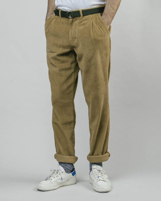 Pantalon droit camel en velours de coton bio