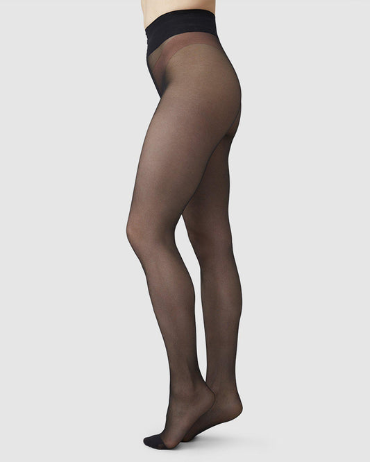 Collants 20 deniers noir en recyclé - malva ladder resistant tights black