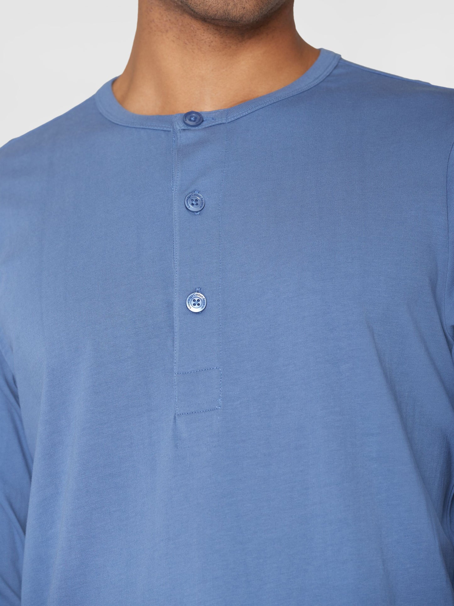 T-shirt manches longues en coton bio | Bleu "bo long sleeve henley moonlight blue"