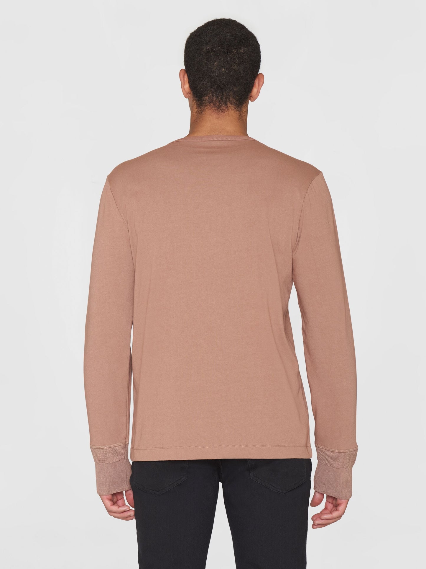 T-shirt manches longues en coton bio | Marron "bo long sleeve henley chocolate malt"