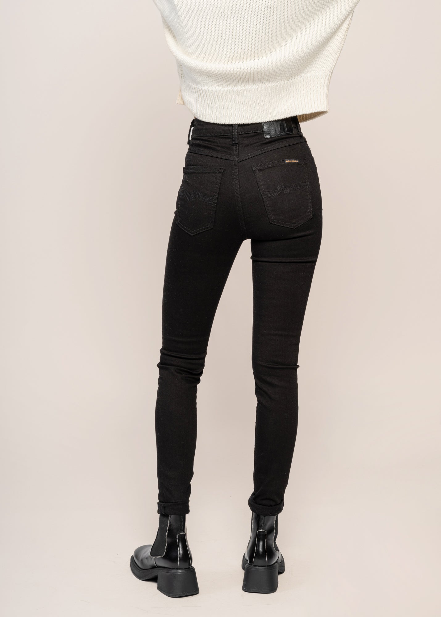 Jean skinny taille haute en coton bio | noir "hightop tilde ever black"