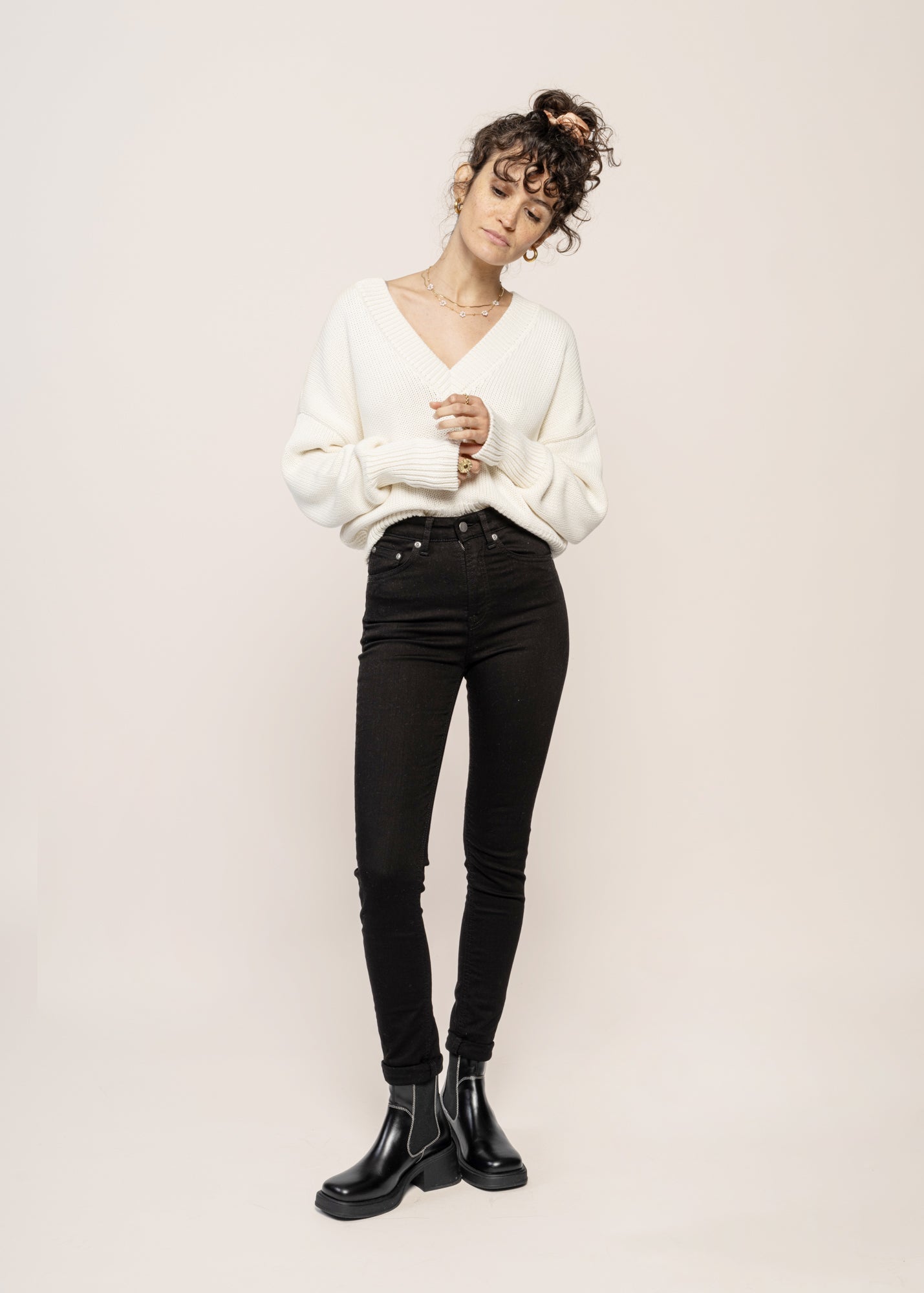Jean skinny taille haute en coton bio | noir "hightop tilde ever black"