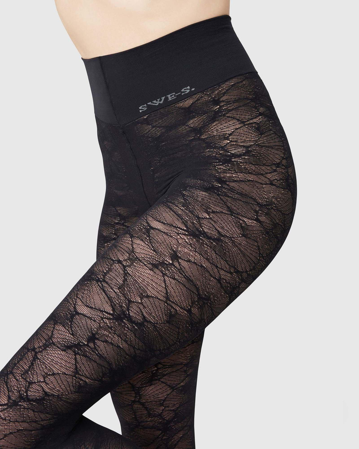 Collants 40 deniers à motifs en recyclé | Noir "alba ginkgo tights black"