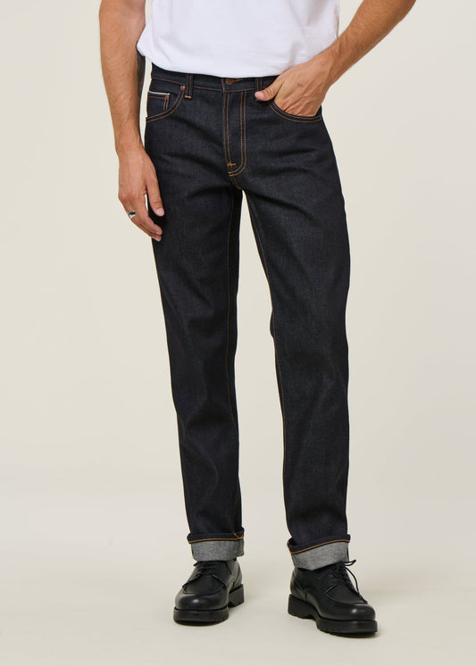 Jean droit toile selvedge en coton bio | brut "gritty jackson dry maze selvage"