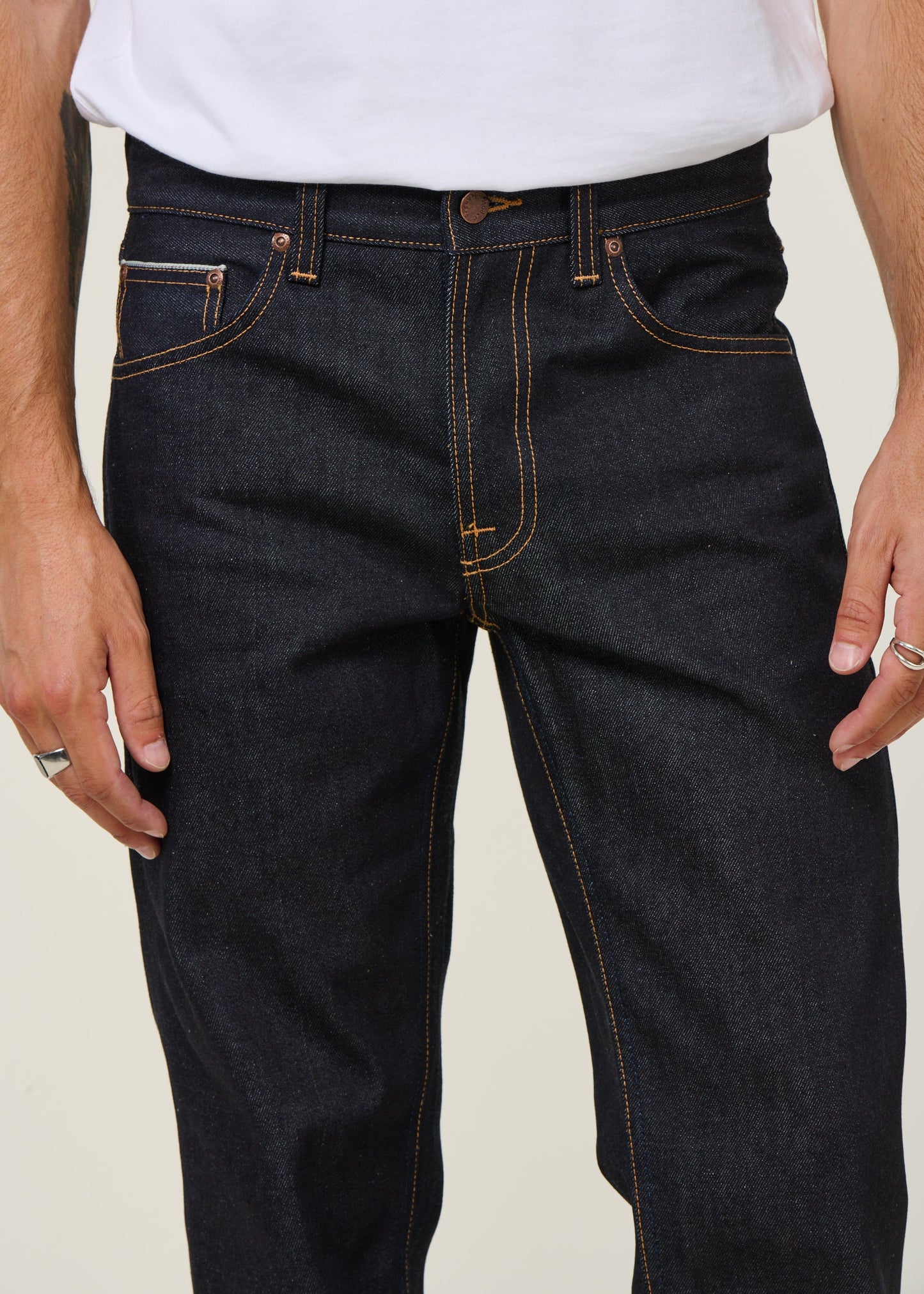 Jean droit toile selvedge en coton bio | brut "gritty jackson dry maze selvage"