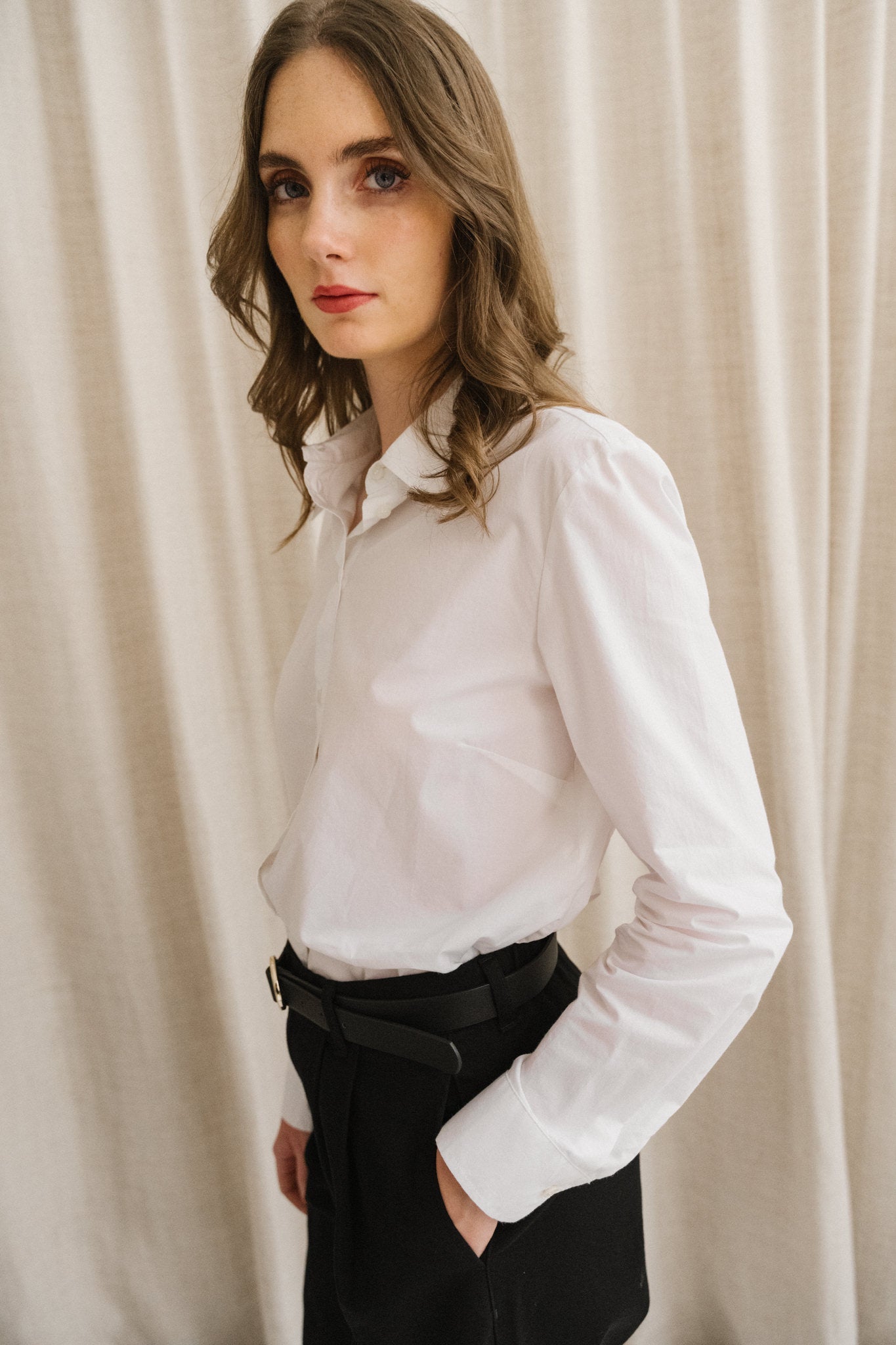 Chemise en coton bio | blanc "louilaa - white"