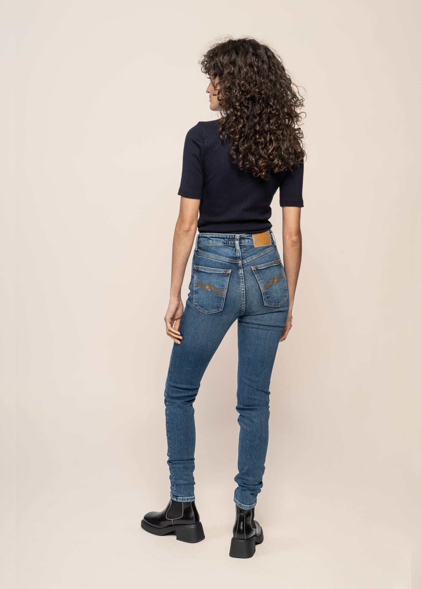 Jean slim en coton bio | bleu "mellow mae blue mud"