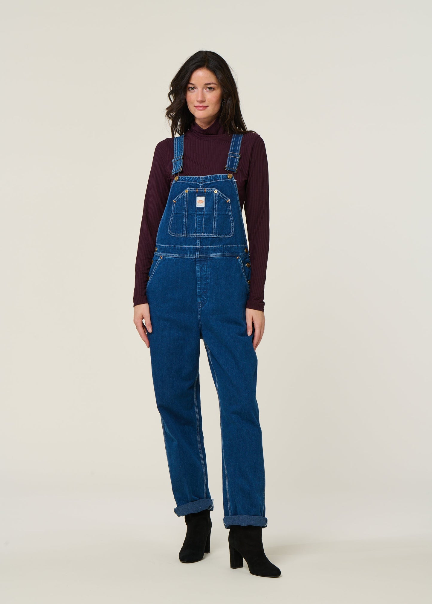 Salopette en jean en coton bio et recyclé - astrid denim dungarees blue