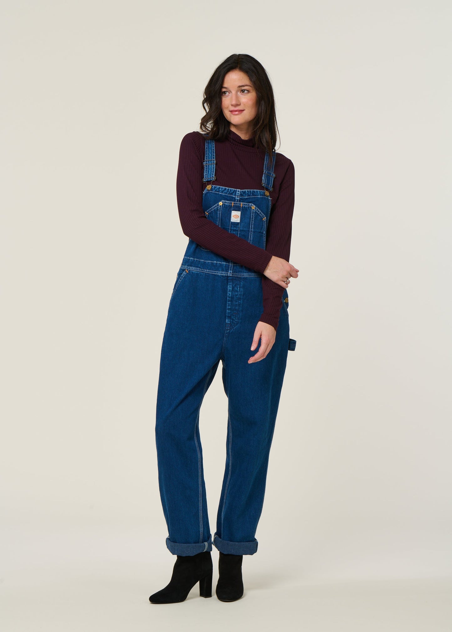 Salopette en jean en coton bio et recyclé - astrid denim dungarees blue