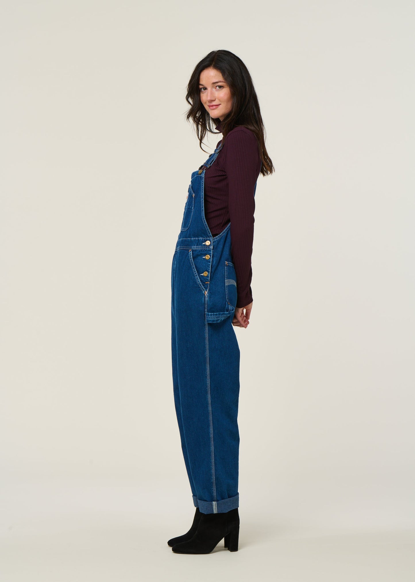 Salopette en jean en coton bio et recyclé - astrid denim dungarees blue