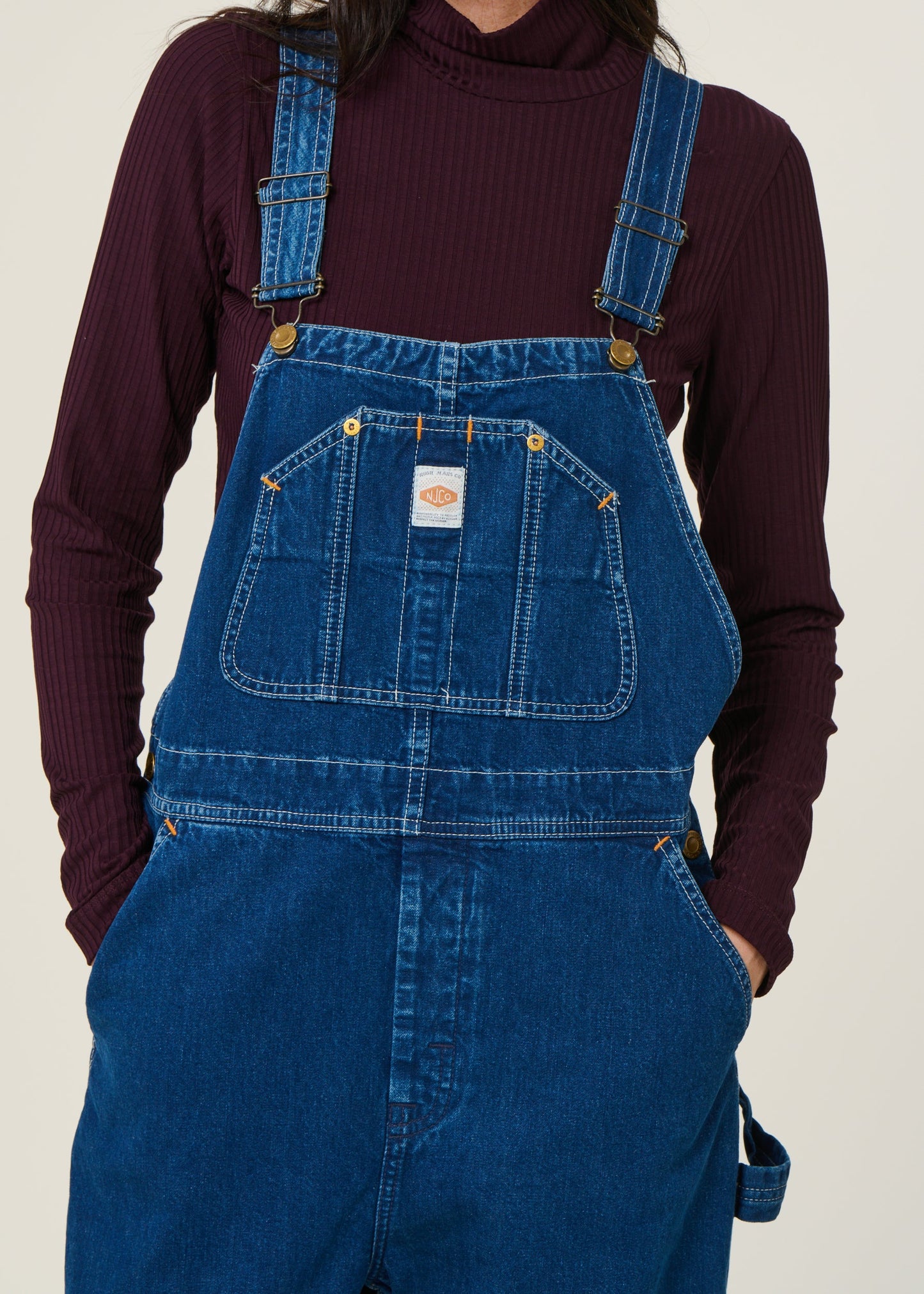 Salopette en jean en coton bio et recyclé - astrid denim dungarees blue