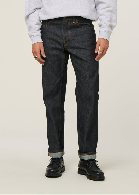 Jean droit large en coton bio | bleu brut "rad rufus dry heavy"