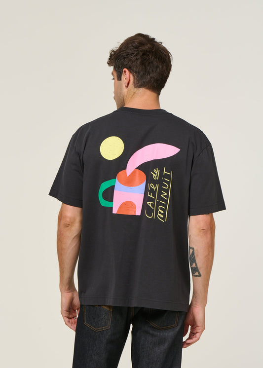 T-shirt oversize en coton bio | noir "cafe de minuit noir - carbon black"