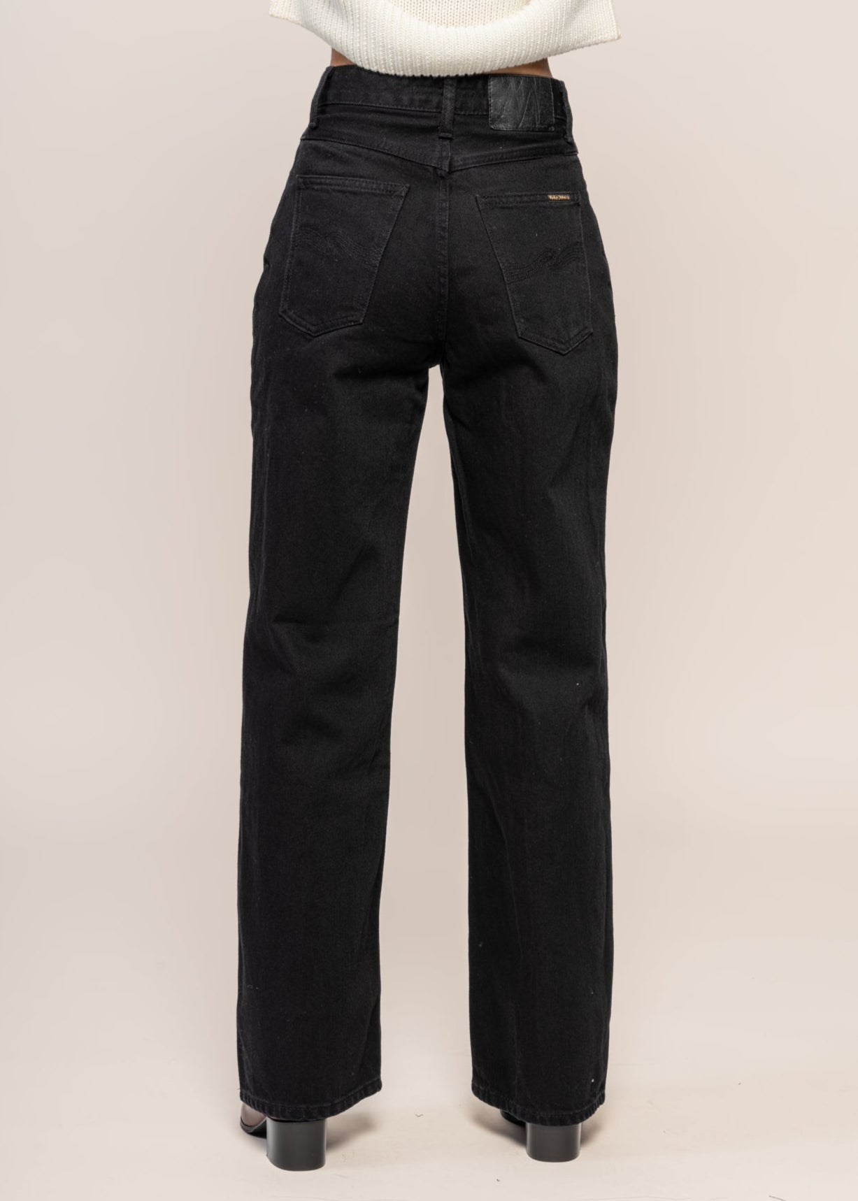 Jean large en coton biologique | noir "clean eileen smooth black""