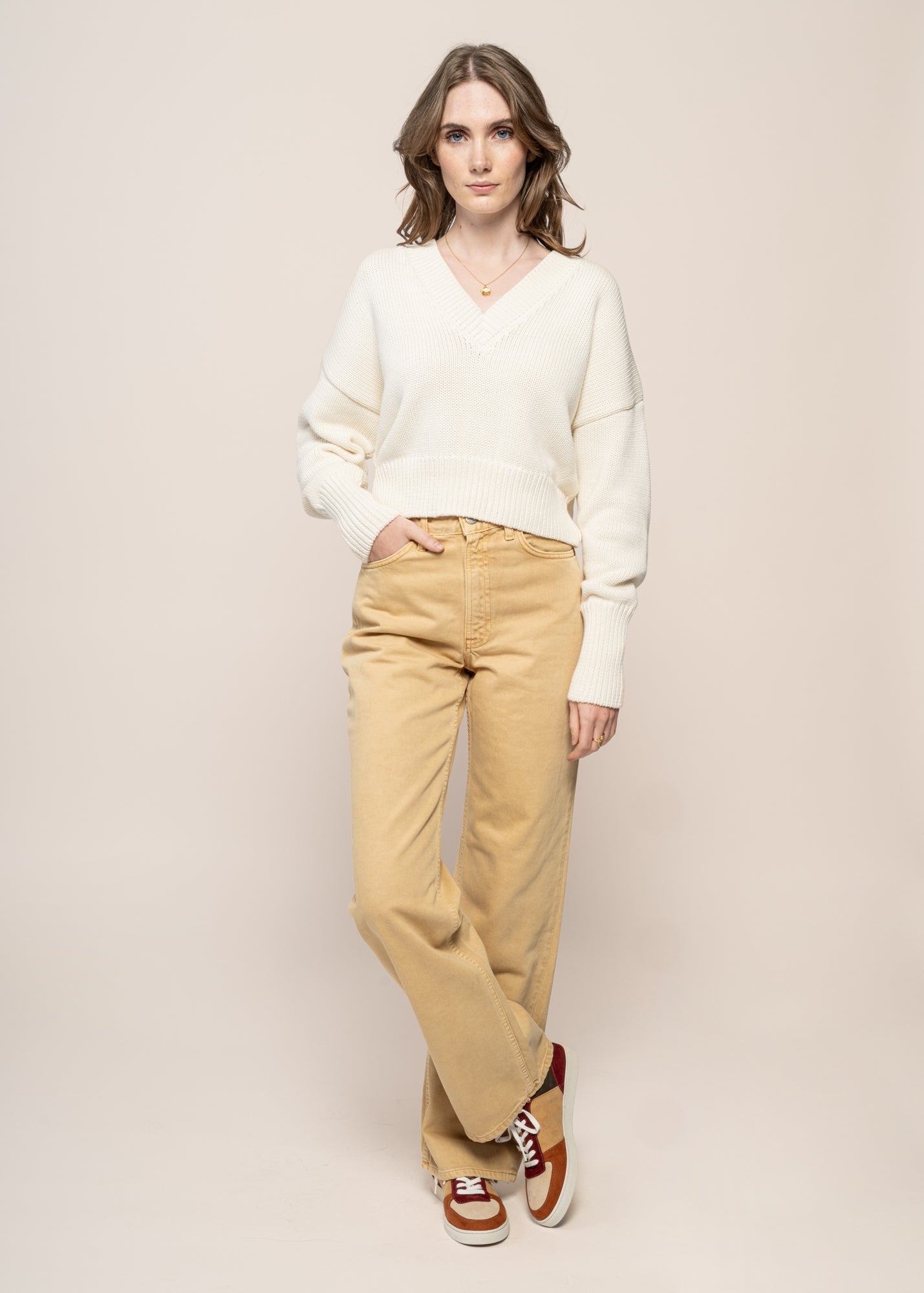 Jean ample en coton bio | ocre 'clean eileen ochre'