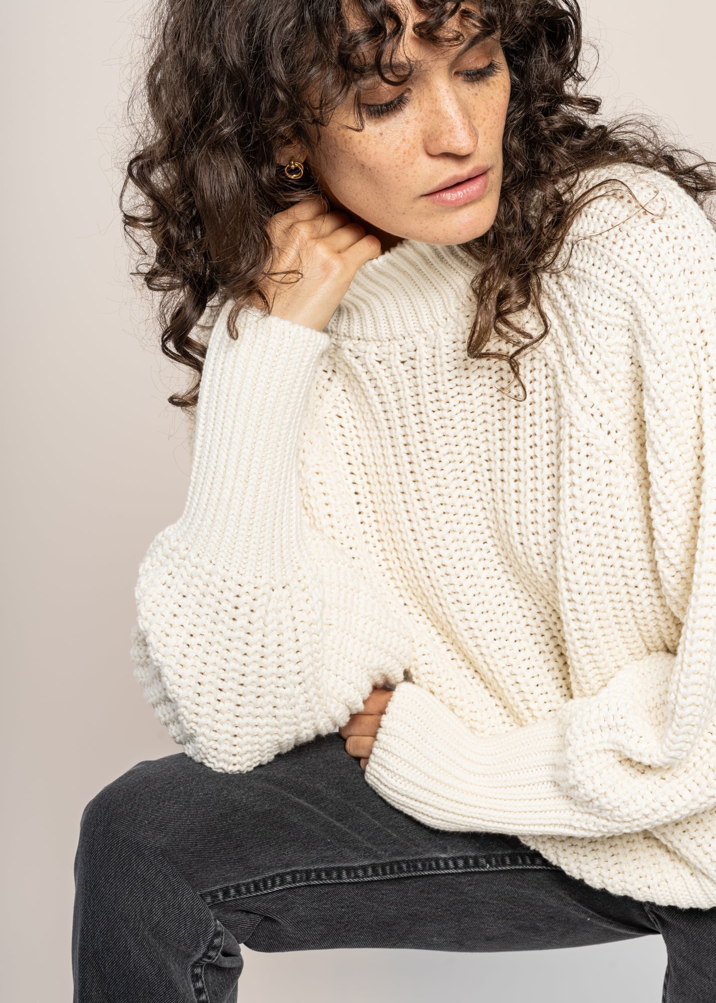pull maille en coton bio | écru "ola - offwhite"