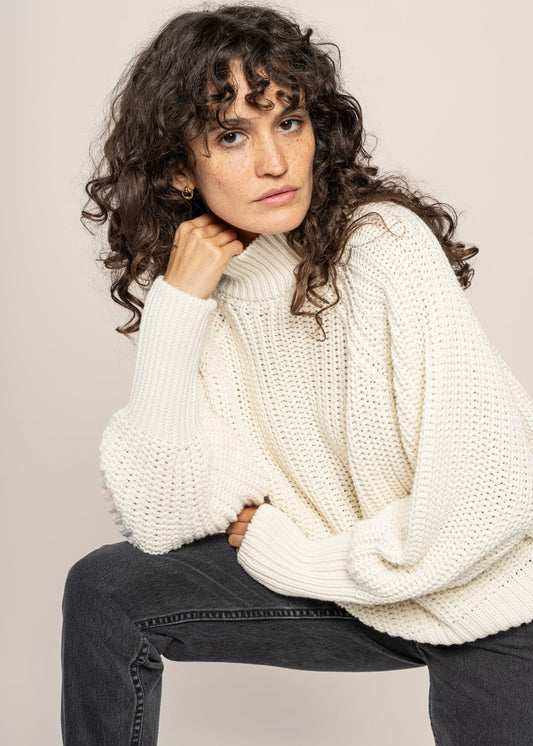 pull maille en coton bio | écru "ola - offwhite"