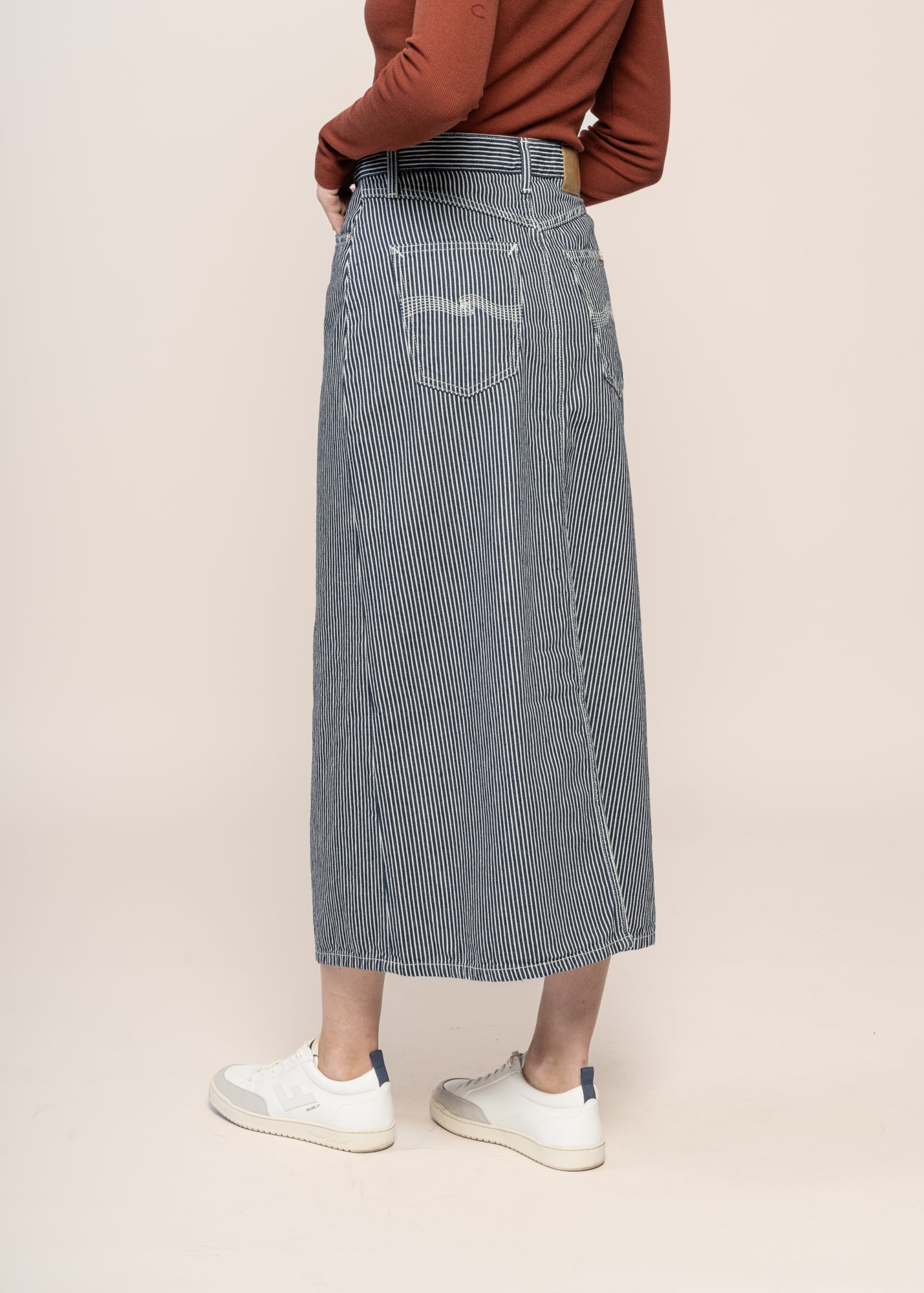 Jupe denim en coton bio | rayée "anna hickory striped skirt blue/offwhite"