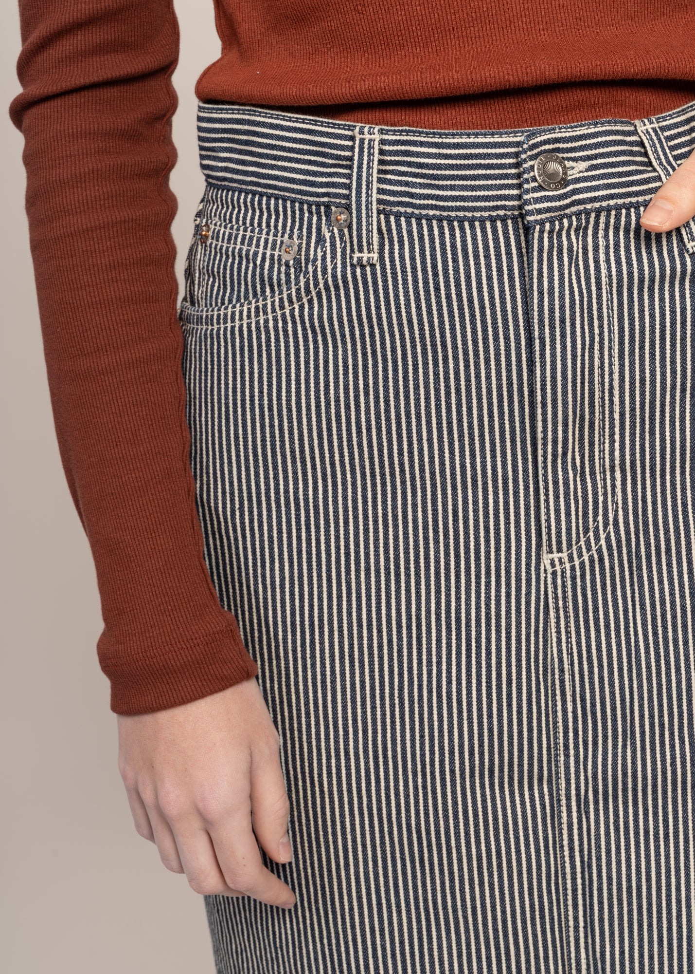 Jupe denim en coton bio | rayée "anna hickory striped skirt blue/offwhite"