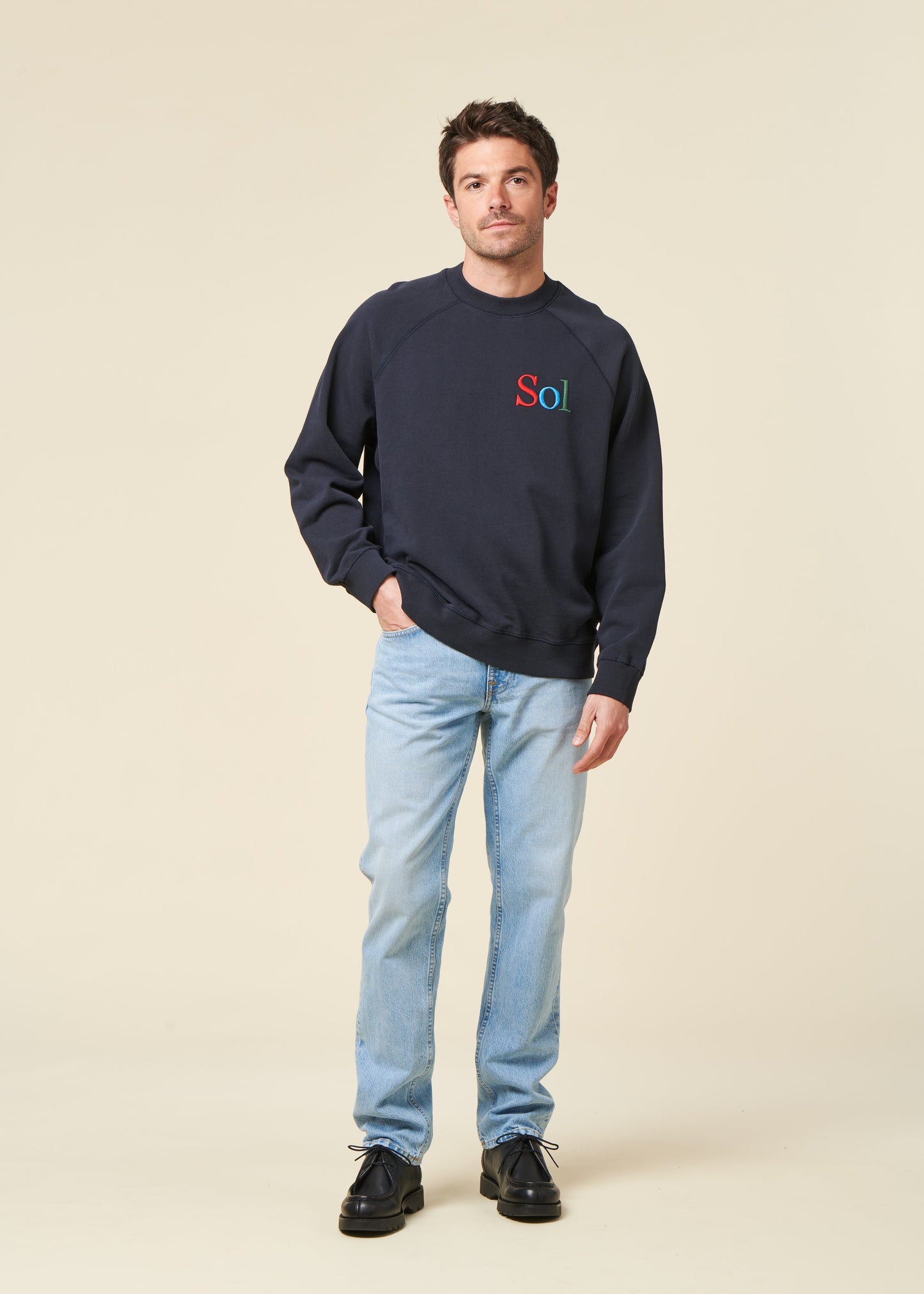 Sweat en coton biologique | bleu "sol type navy pepe sweatshirt - blue"