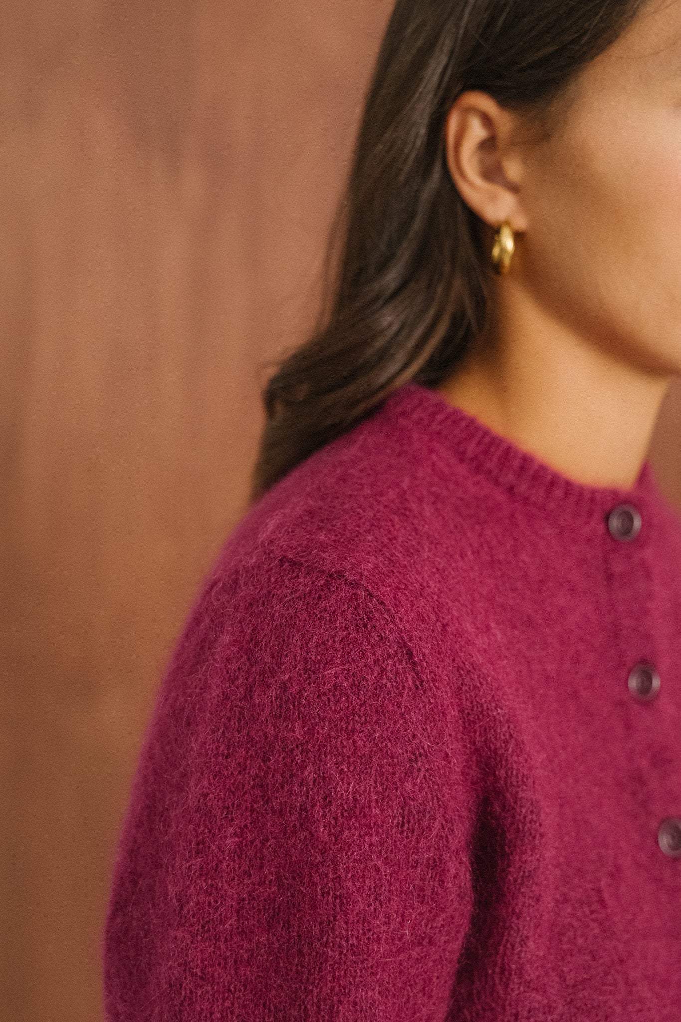 Gilet en mohair certifié | framboise "Grace"