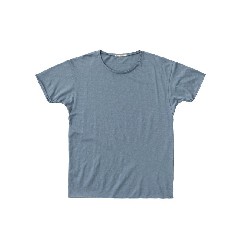 T-shirt ample bleu en coton bio - Roger Slub 50s Blue