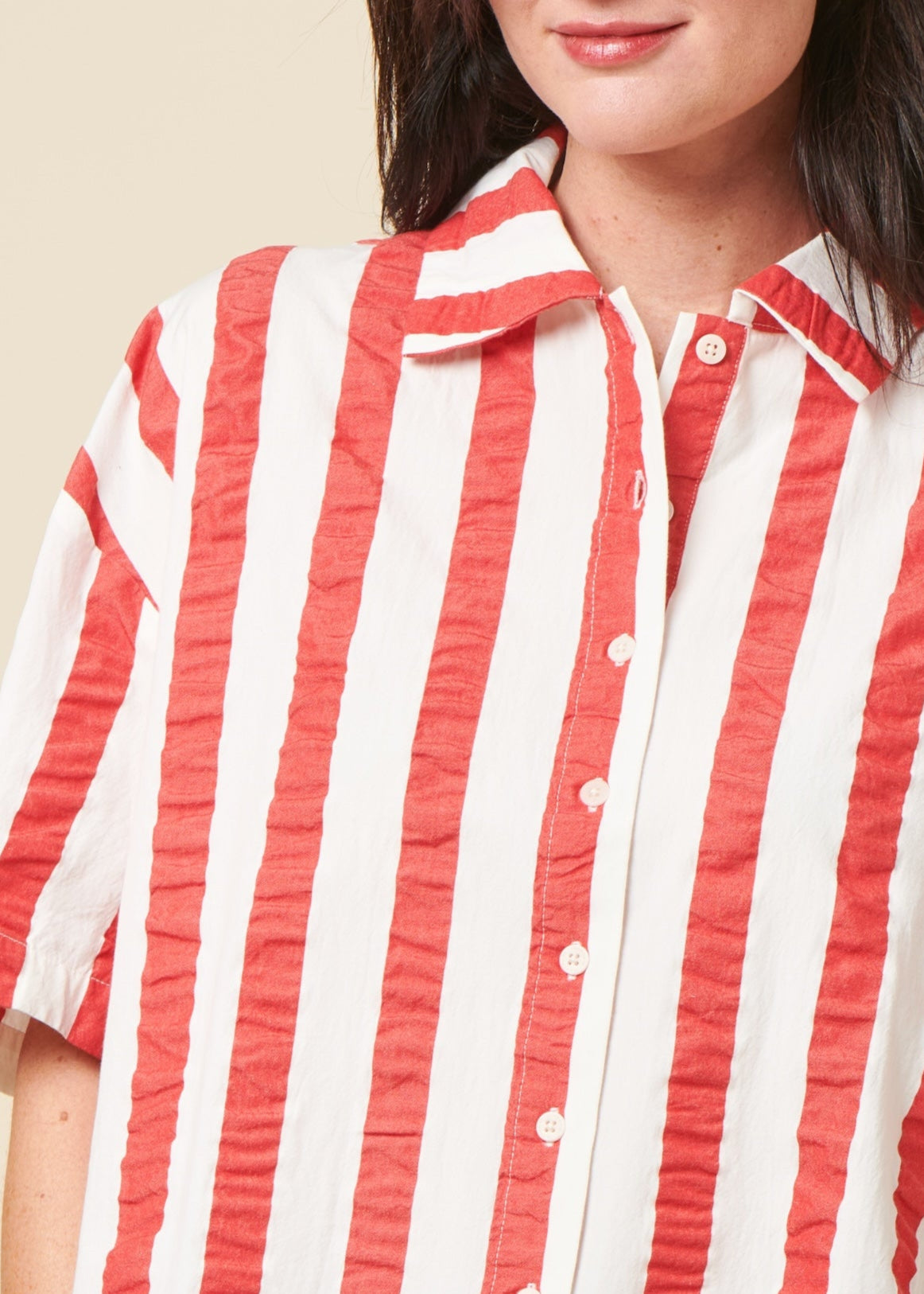 Chemise en coton bio | rayé "Red maxi stripes anna blouse - red"