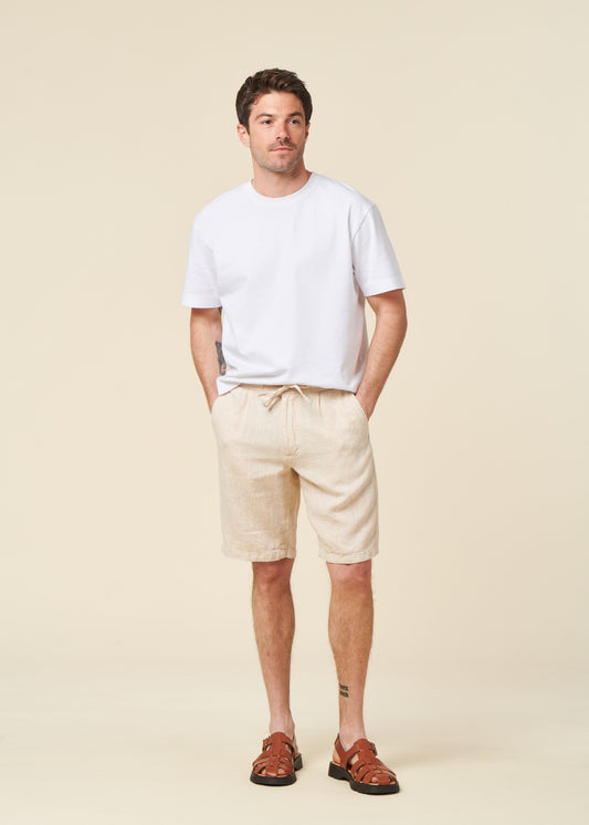 Short en lin bio | écru Fig loose linen shorts light feather gray