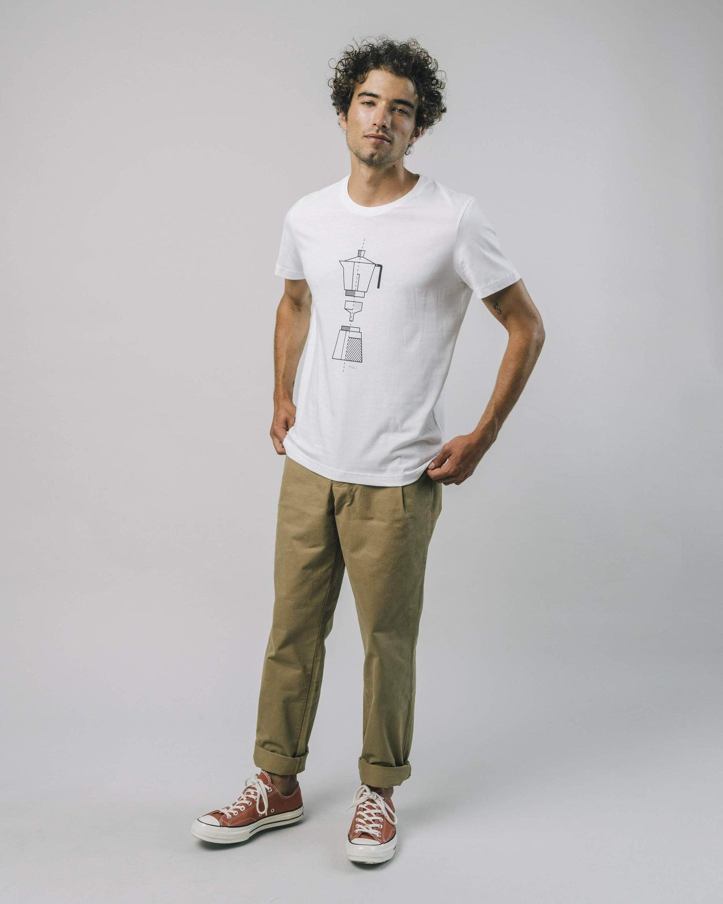 T-shirt blanc imprimé en coton bio - how to moka