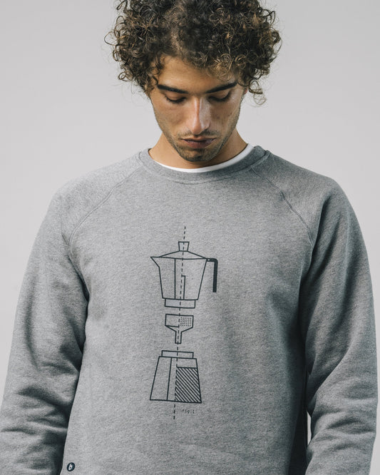 Sweat gris à imprimé en coton bio - How to moka