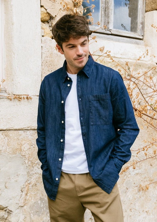 Chemise en coton bio | Bleu indigo "loose denim shirt classic indigo"