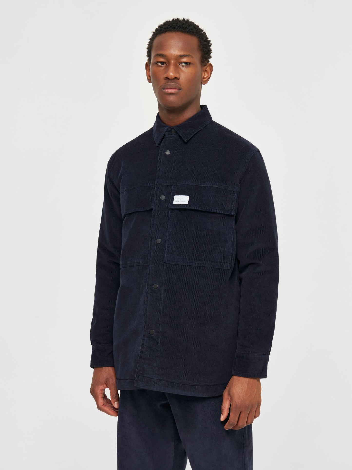 Blouson velours en coton bio et matière recyclée | marine "corduroy overshirt night sky"